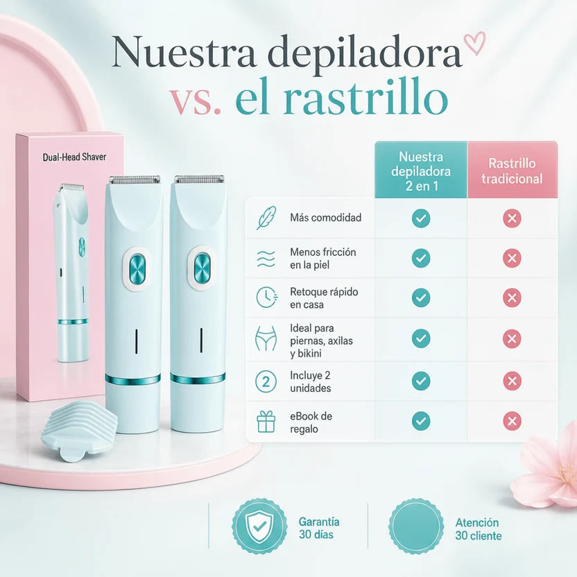 depiladora eléctrica doble cabezal - Beneficios que si se notan