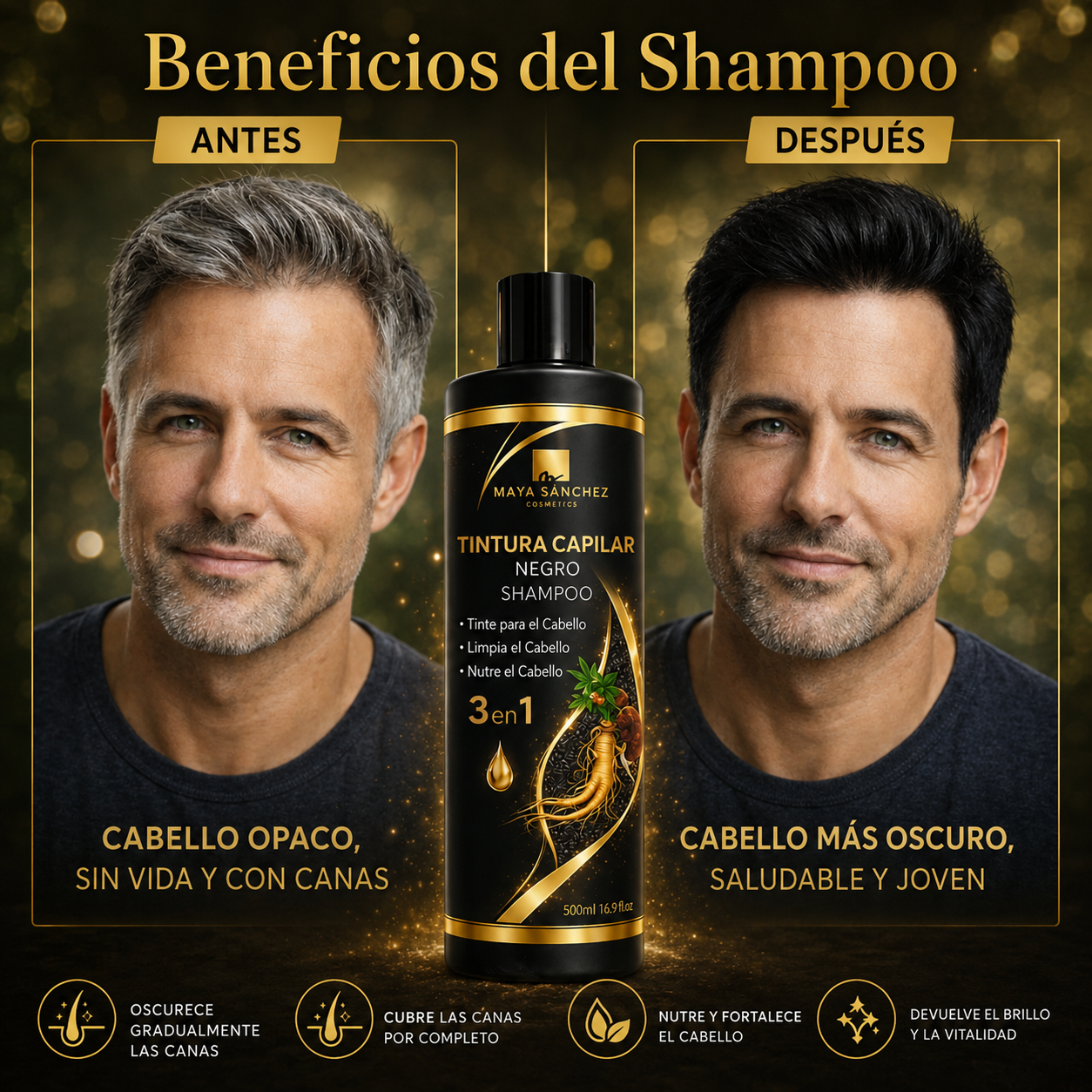 EL ÚNICO 3 EN 1 - Limpia, Alisa y Colorea el Cabello - HAIR DYE 500ml - SOLO HOY 40%OFF