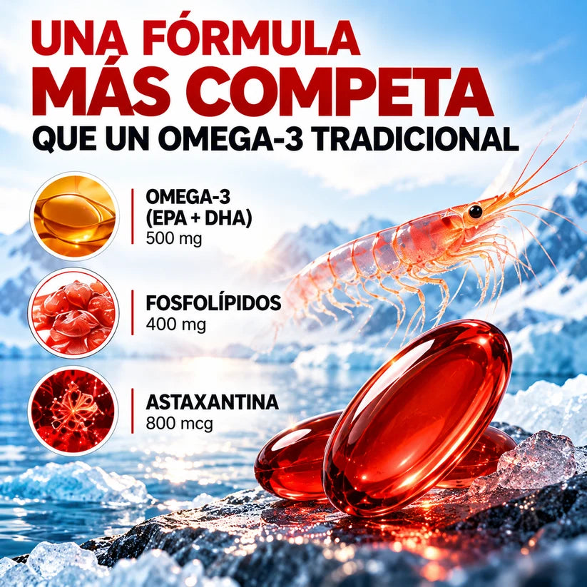 Antarctic Krill Oil™ Omega-3 DHA + EPA y Astaxantina Natural