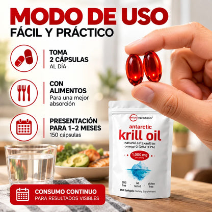Antarctic Krill Oil™ Omega-3 DHA + EPA y Astaxantina Natural