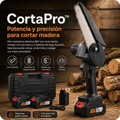 Motosierra Eléctrica 48V CortaPro™ - LLÉVATE 2 BATERÍAS DE REGALO