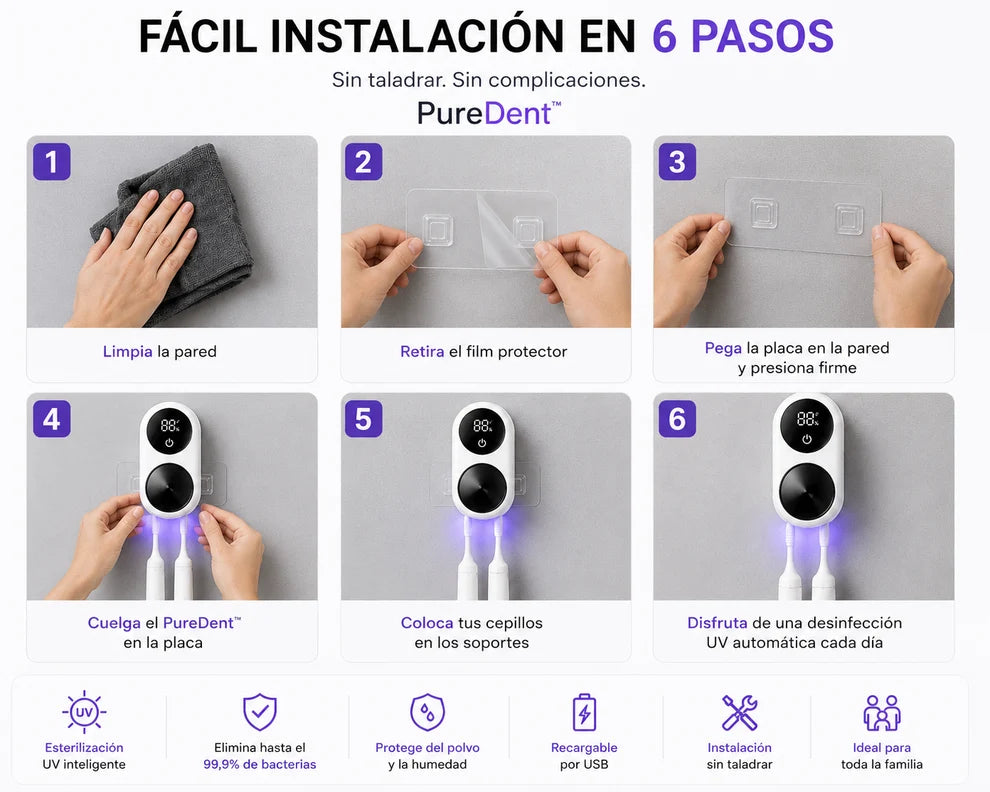 ¡LANZAMIENTO! - PureDent™ Esterilizador de Cepillos UV inteligente