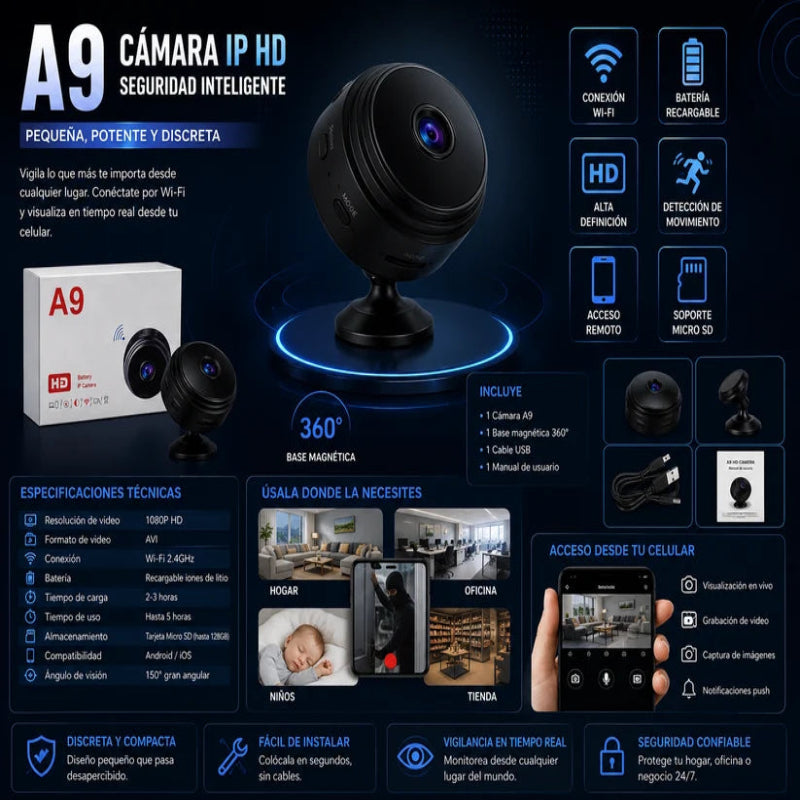 Cámara Espia A9 - Wifi HD 1080P