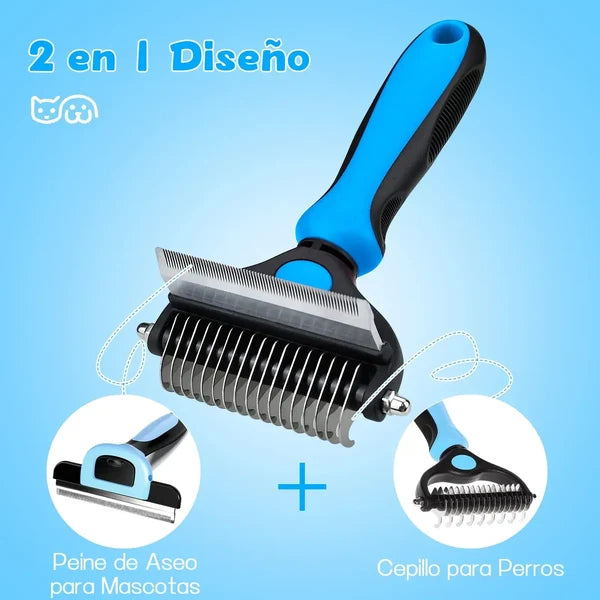 CEPILLO PARA MASCOTAS - Ideal para perros y gatos de pelo medio o largo.