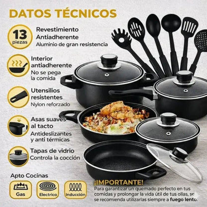 Transforma tu Cocina con un solo juego: 7 PIEZAS PARA COCINAR TODO - 6 UTENSILIOS DE REGALO HOY