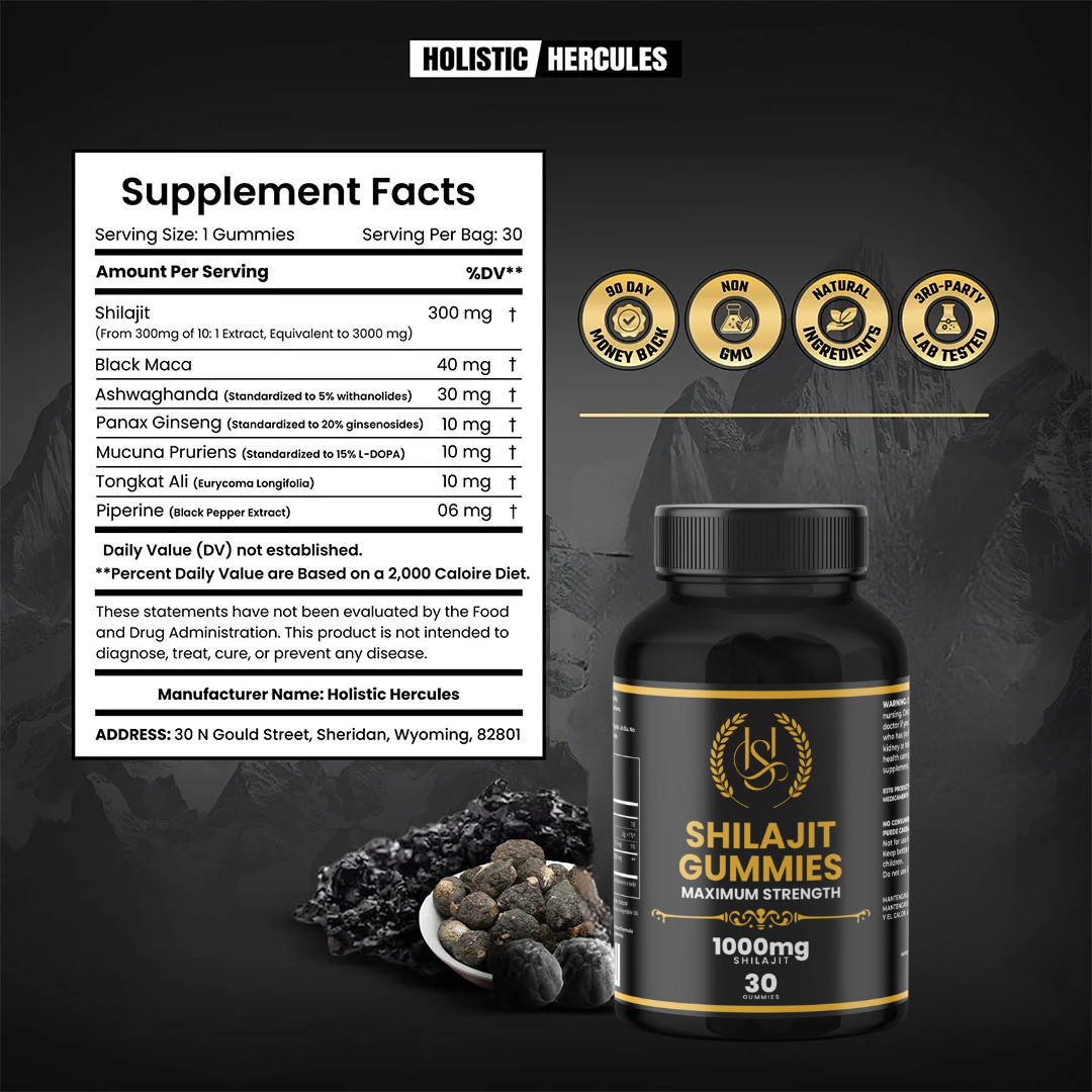 Gomas de Shilajit: Suplemento natural para mejorar estrés, ánimo y rendimiento - SOLO HOY 40% OFF