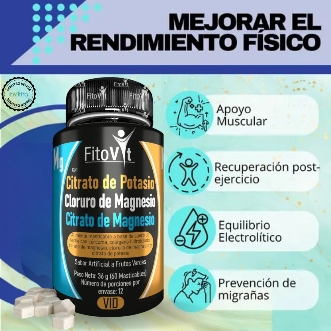 MÁXIMA ENERGÍA Y VITALIDAD - Citrato de Potasio y Magnesio 3 en 1 ¡SÚPER PROMO SOLO HOY!