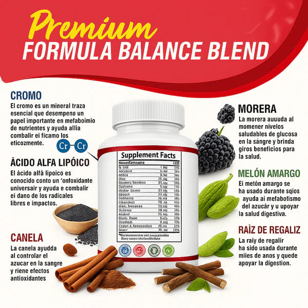 OFERTA EXCLUSIVA 30% OFF - Blood Sugar Complex™: Fórmula Avanzada con Canela, Cromo y Morera