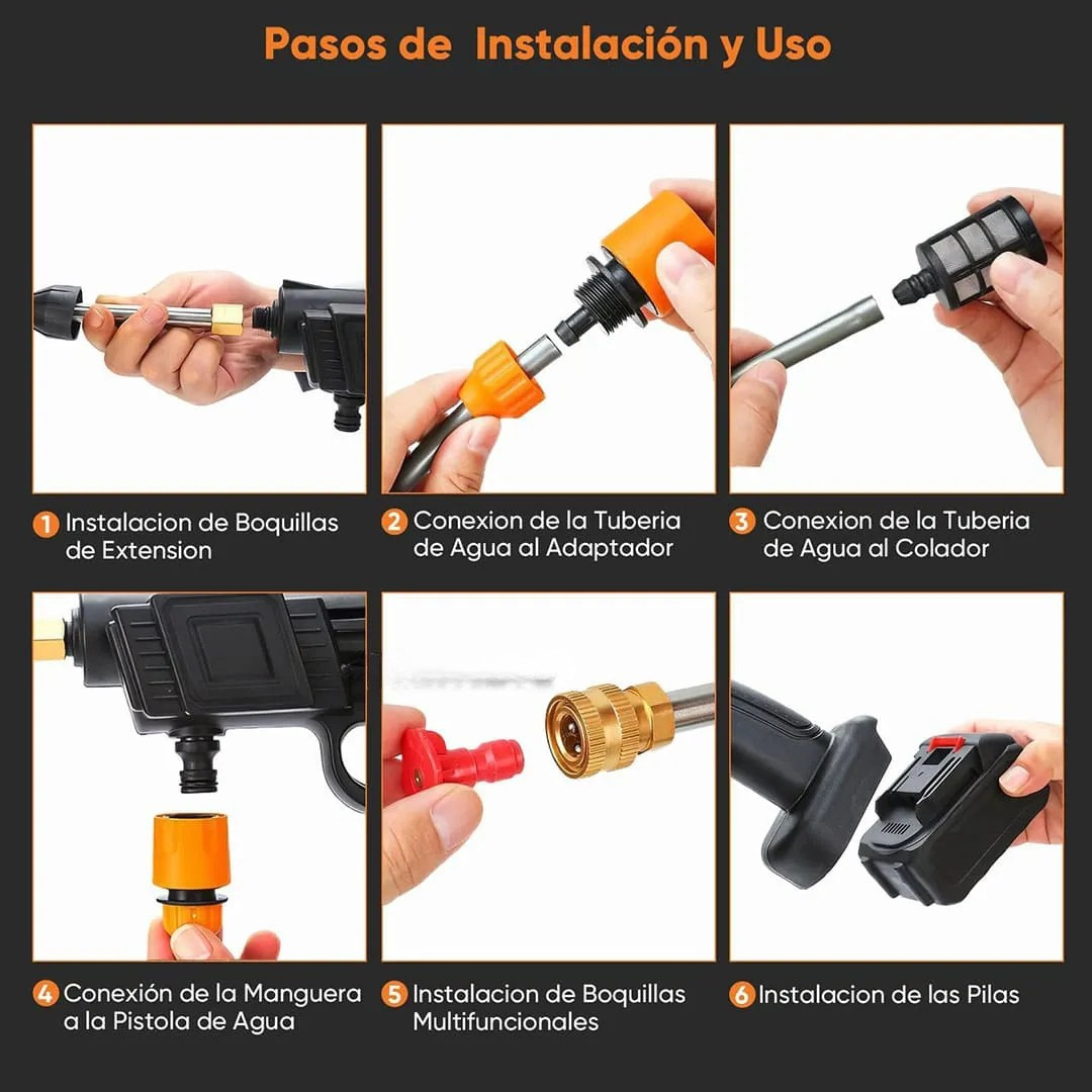 Hidrolavadora Inalámbrica con MALETÍN + 8 ITENS Y 2 BATERÍAS DE REGALO