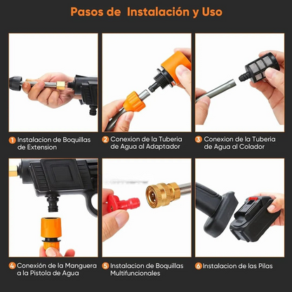 Hidrolavadora Inalámbrica con MALETÍN + 8 ITENS Y 2 BATERÍAS DE REGALO