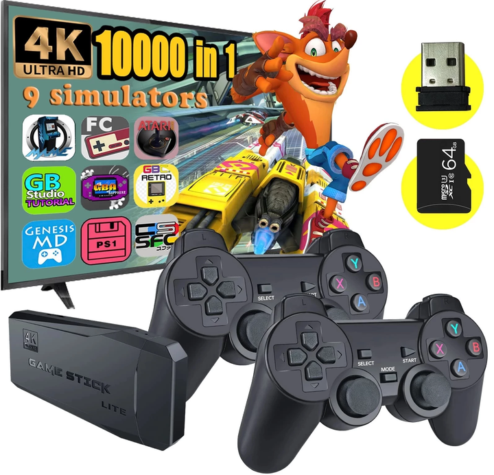 Consola Game Stick® ¡Más de 10.000 juegos retro en tu bolsillo!  - ÚLTIMO DIA CON 2 CONTROL DE REGALO