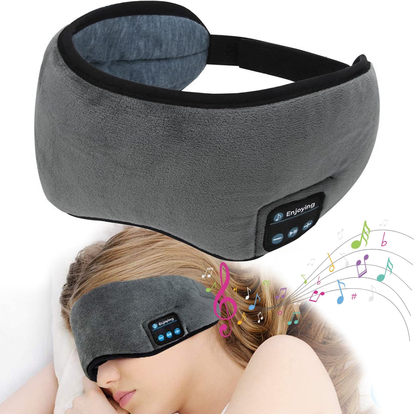 Relax Band™ Antifaz para Dormir 3 en 1: Antiluminoso + Antirruido + Audífonos Bluetooth para Dormir