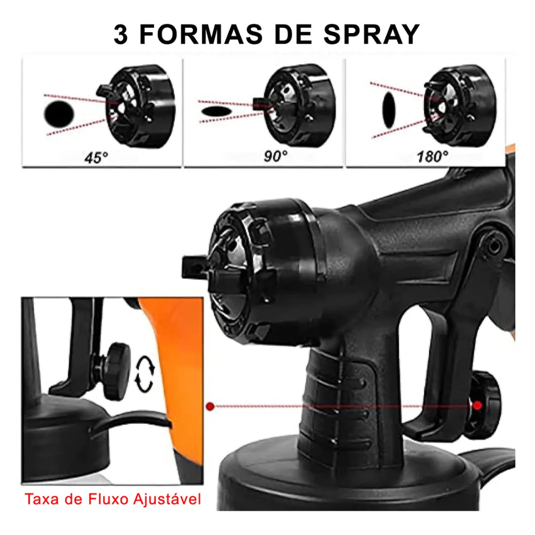 QUEMA DE EXISTENCIAS - Pistola De Pintura Eletrica 500w + 4 Boquillas y 3 Patrones (Horizontal / Vertical / Circular) (Cópia)