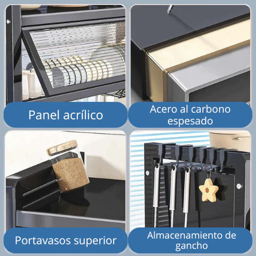 Escurridor y Organizador de Platos - METAL CROMADO Y CARBONIZADO RESISTENTE AL ÓXIDO
