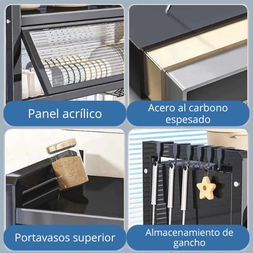 Escurridor y Organizador de Platos - METAL CROMADO Y CARBONIZADO RESISTENTE AL ÓXIDO