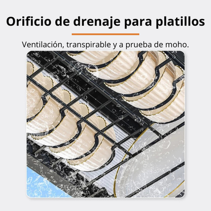 Escurridor y Organizador de Platos - METAL CROMADO Y CARBONIZADO RESISTENTE AL ÓXIDO