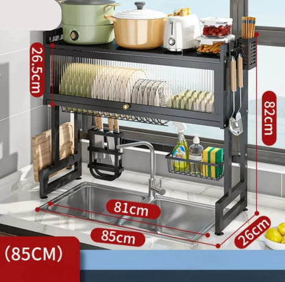 Escurridor y organizador de platos - METAL CROMADO Y CARBONIZADO RESISTENTE AL ÓXIDO