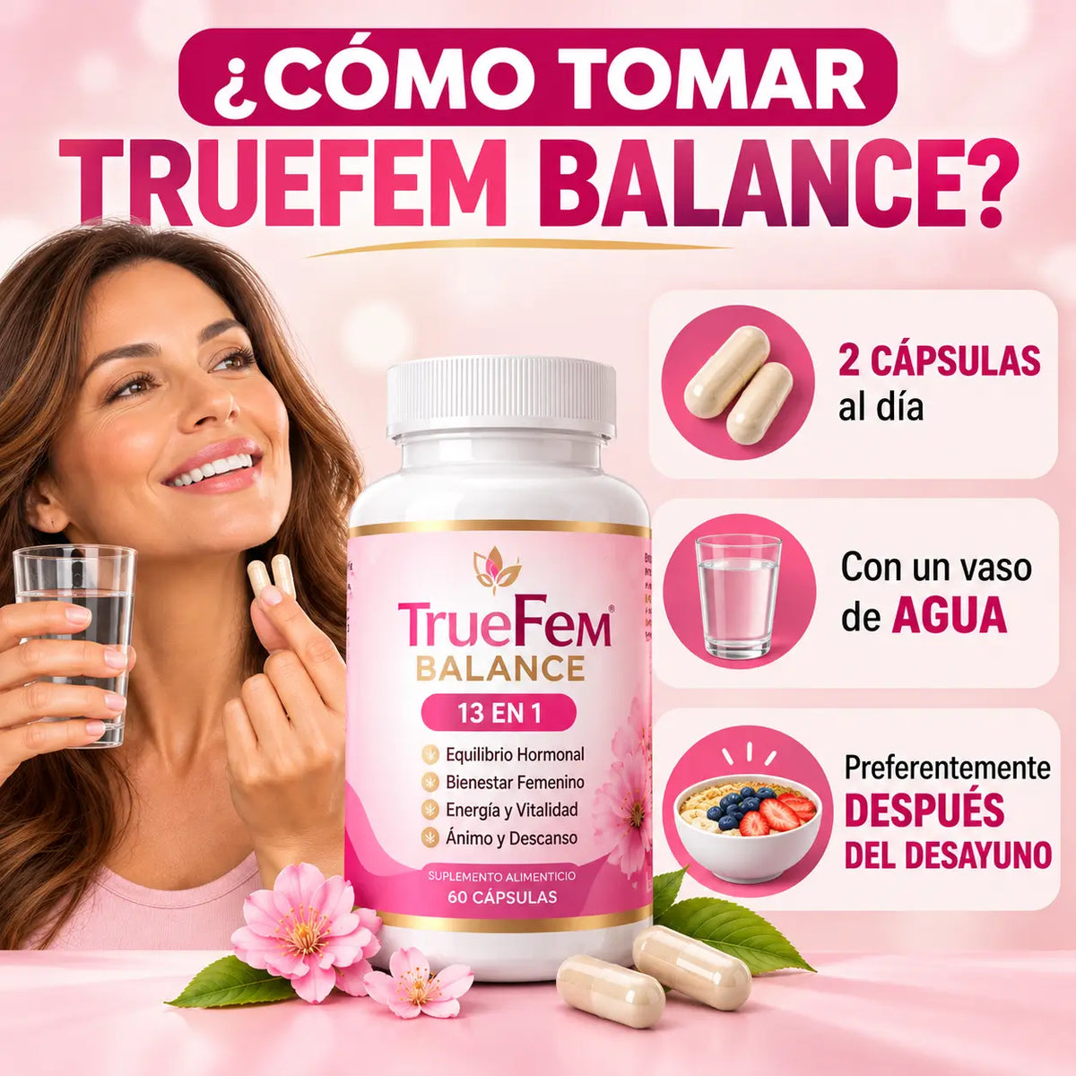 TrueFem® Balance 60 Cápsulas ORIGINAL - Recupera tu Salud Femenina y Equilibrio Hormonal