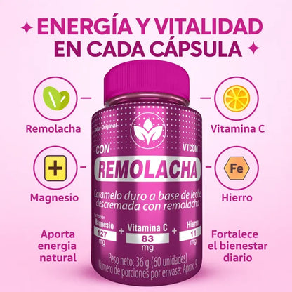 Remolacha con Magnesio y Vitamina C - Energía Natural y Rendimiento Físico