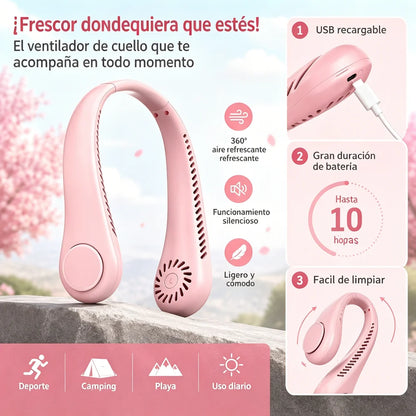 Ventilador de cuello portátil – Mini ventilador USB recargable para llevar