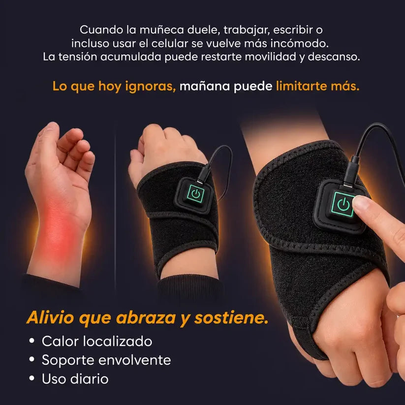 WristHeat Pro - Calor que calma tu muñeca al instante Termoterapia ajustable con soporte envolvente