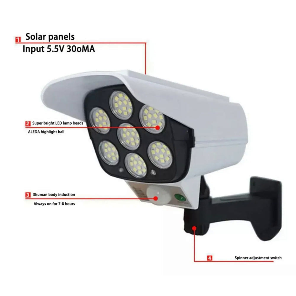 Lámpara solar cámara falsa sensor 77 led
