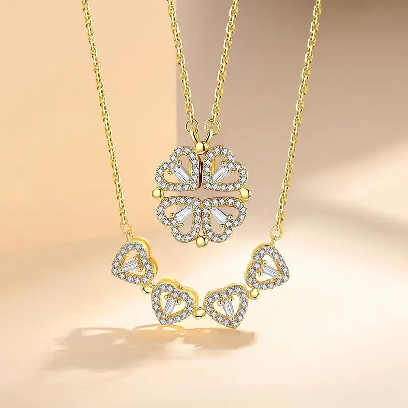 OFERTA DE LANZAMIENTO - COMBO 2 en 1 - Collar trébol corazón 2 modos