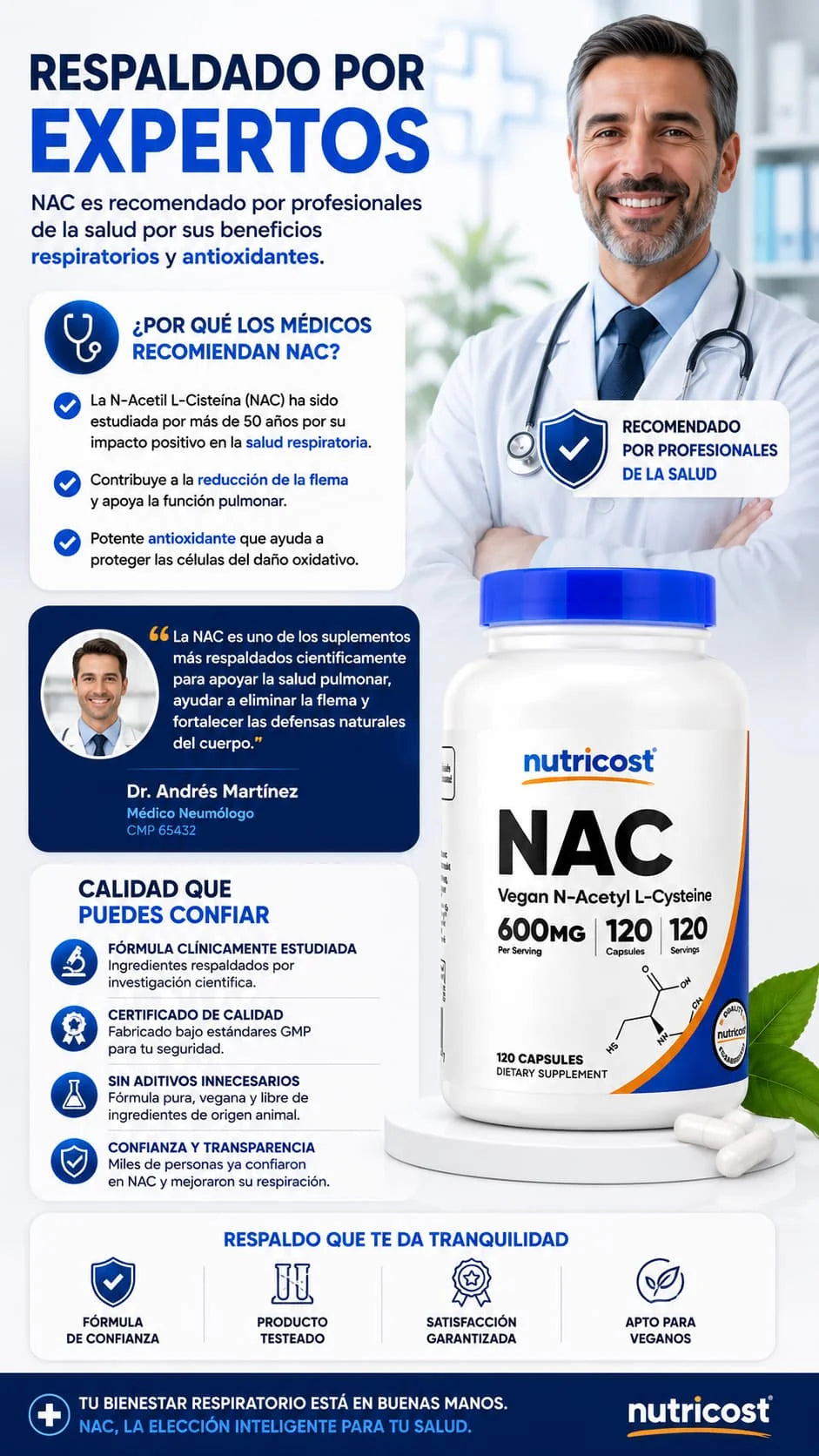 Nutricost Nac Vegan - MENOR CANSACIO + MEJOR CONGESTIÓN + MEJOR RESPIRACIÓN