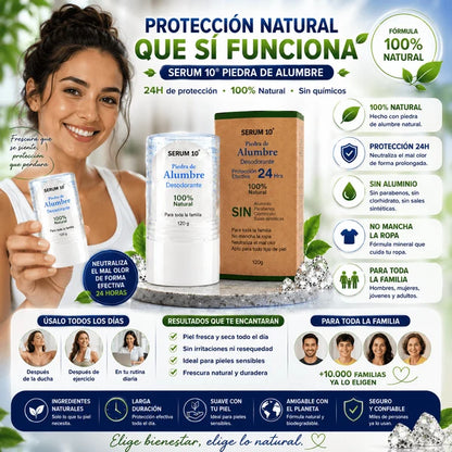 Desodorante Piedra Alumbre™ - EL ÚNICO CON DURACCIÓN 24 HORAS + NO DEJA MANCHAS