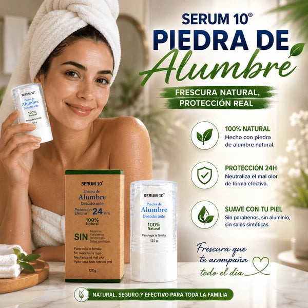 Desodorante Piedra Alumbre™ - EL ÚNICO CON DURACCIÓN 24 HORAS + NO DEJA MANCHAS