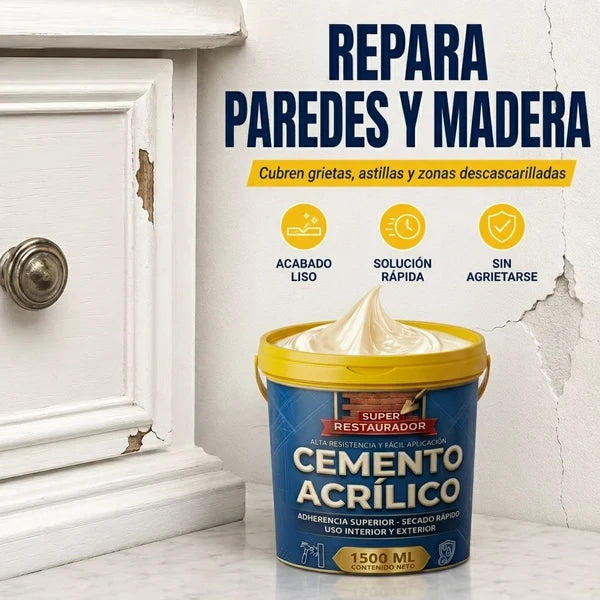 ¡PROMO 2x1! SUPER RESTAURADOR CEMENTO ACRÍLICO 3000ML + ¡ESPÁTULA DE REGALO!