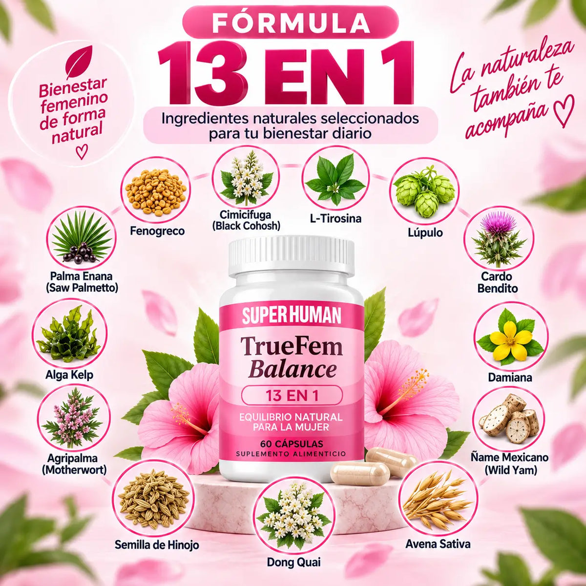 TrueFem® Balance 60 Cápsulas ORIGINAL - Recupera tu Salud Femenina y Equilibrio Hormonal
