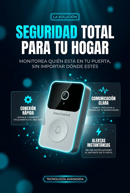 Timbre con Camara Inteligente Inalámbrica - RESISTENCIA AL AGUA + MONITOREO EN EL CELULAR